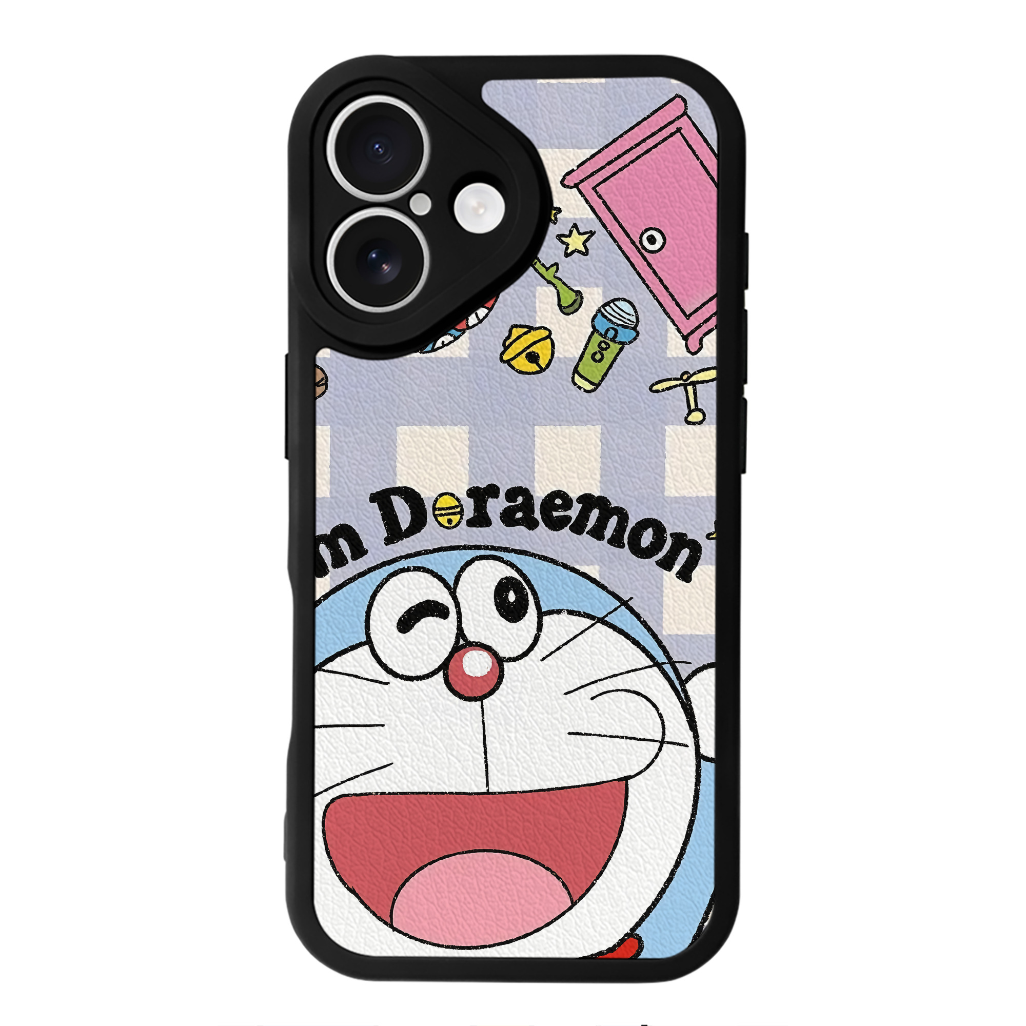（画像用） ドラえもん Doraemon 【iPhone 16シリーズ対応】シリコンスマホケース（レザー調） 材質：シリコン